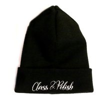 Load image into Gallery viewer, Class & Polish Signature Script Beanie - Black (Side embroider)