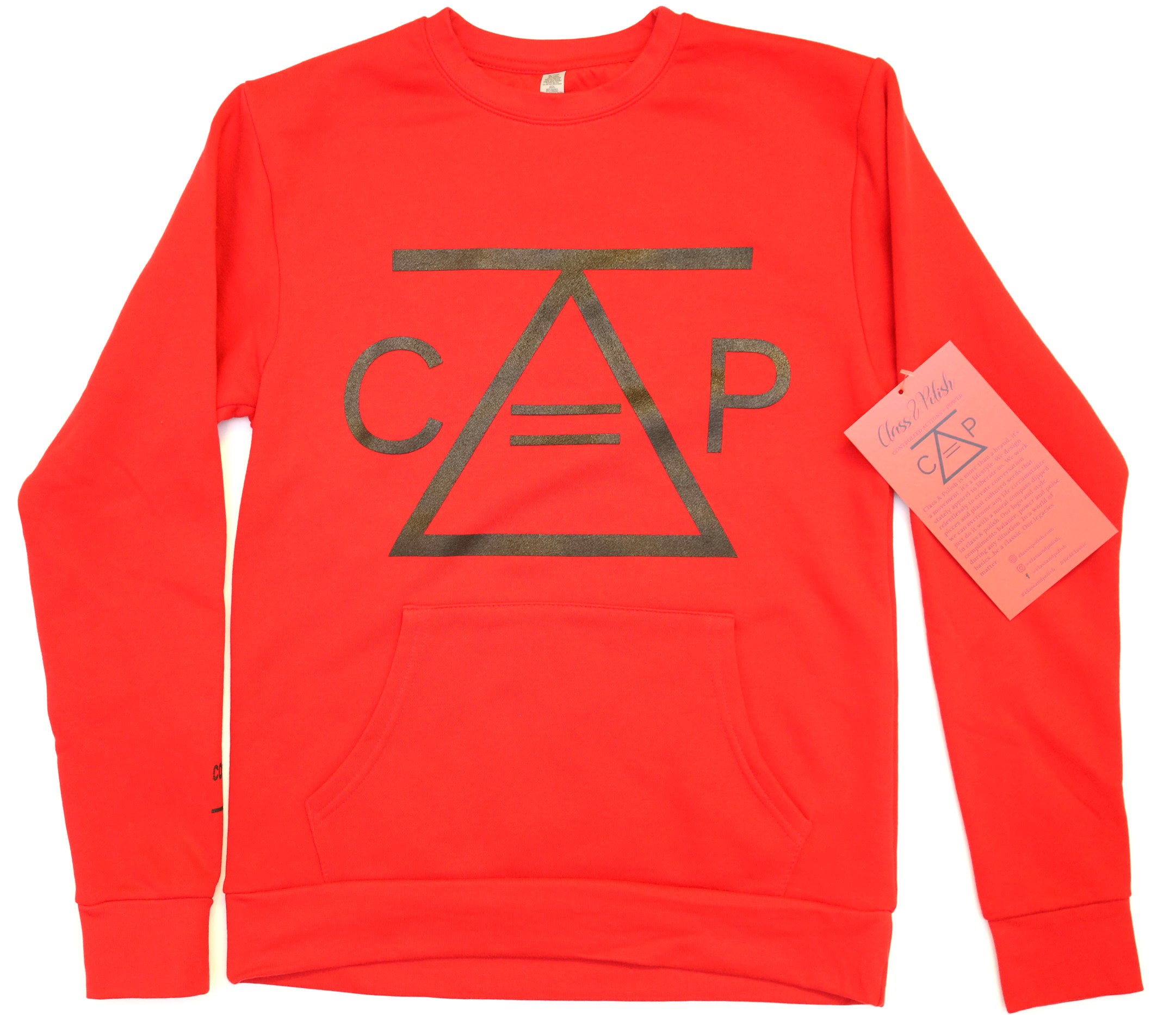  Controlled Actions = Power Unisex Equation Long Sleeve Crew with Pocket (Cardinal Red)