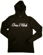 Load image into Gallery viewer,  Class &amp; Polish Unisex Signature Script Jersey Hoodie (Black)
